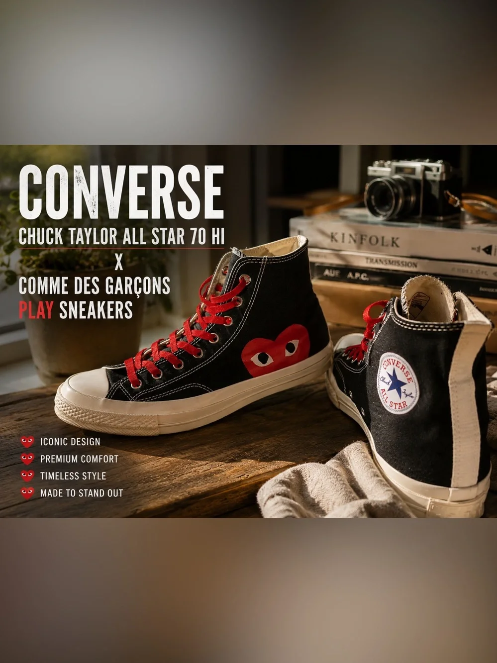 Converse Chuck Taylor All Star 70 Hi Play Sneakers Rare Collab